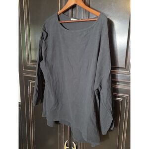 Soft Surroundings 100% Cotton 1X Black LS Pullover,  Beach, Vacation,  Casual